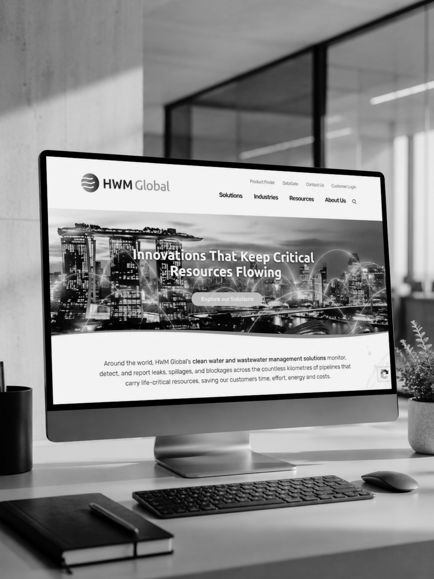 The HWM Global website homepage displayed on a desktop screen.