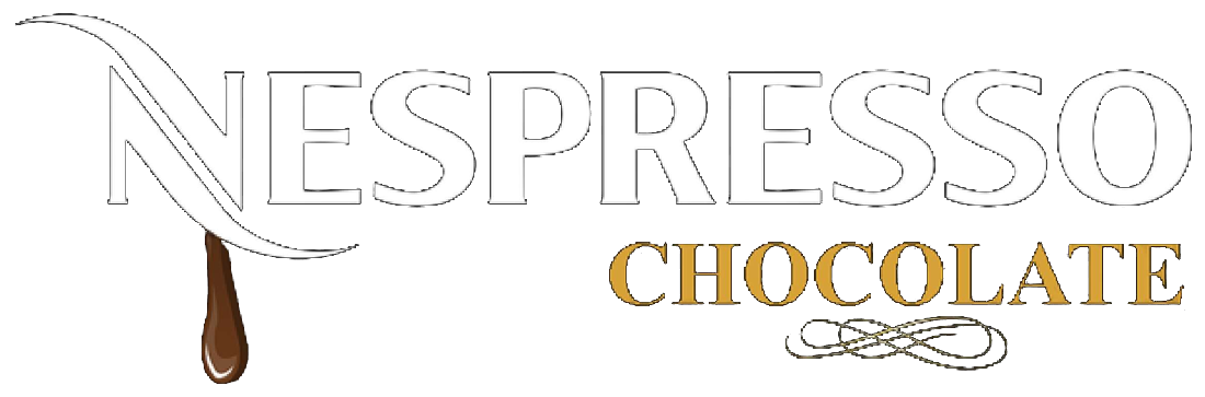 Nespresso Chocolate logo — the Nespresso wordmark with CHOCOLATE set in gold beneath a falling chocolate drop.