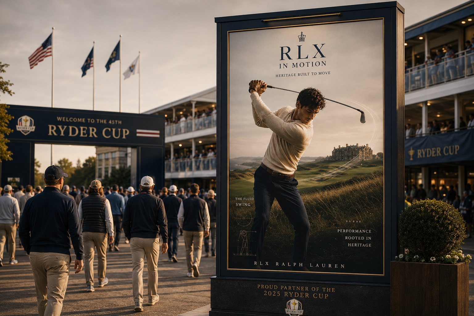 Ryder Cup digital OOH display bringing RLX In Motion into the live environment.